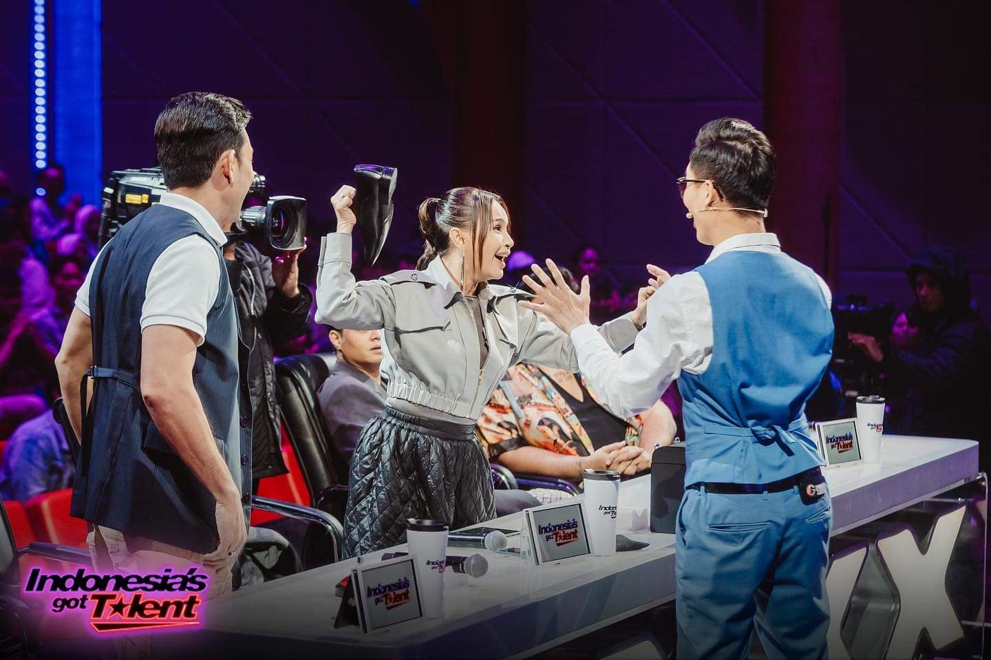 BAGUS interacting with Indonesia's Got Talent judges